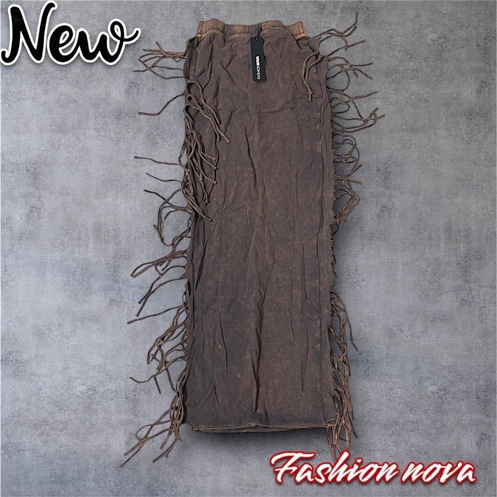 New NWT Fashion nova Sahara Mineral Wash Maxi Skirt - Brown - Small - Picture 4 of 9